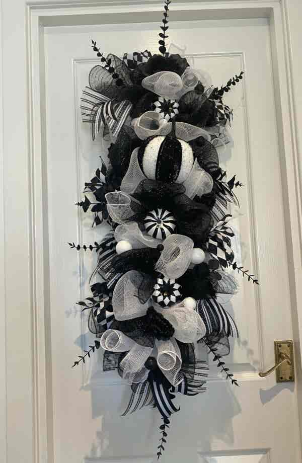Bespoke Monochrome Pumpkin Delight Decorative Wreath - Image 3