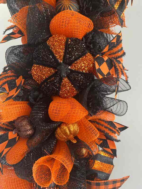 Bespoke Tangy Orange & Black Decorative Wreath - Image 5