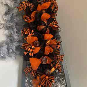 Bespoke Tangy Orange & Black Decorative Wreath