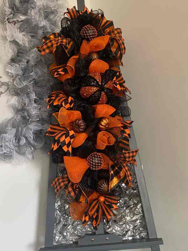 Bespoke Tangy Orange & Black Decorative Wreath