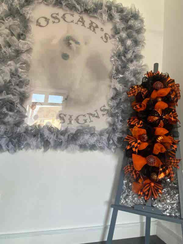 Bespoke Tangy Orange & Black Decorative Wreath - Image 3