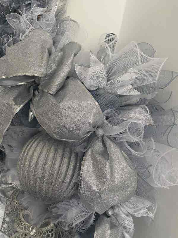 Bespoke Shimmering Silver Sphere Swag Decorative Wreath - Image 8