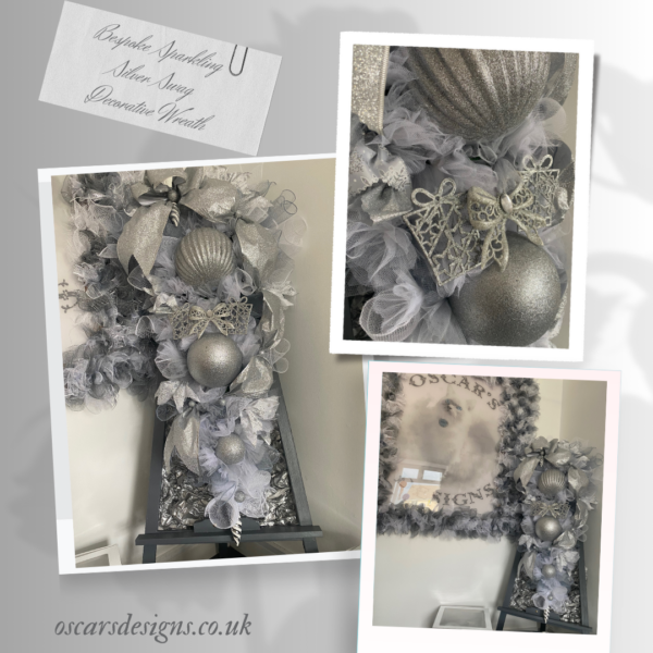 Bespoke Shimmering Silver Sphere Swag Decorative Wreath - Image 2