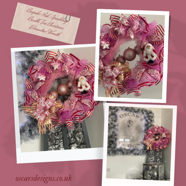 Bespoke Pink Sparkling Triple Delight Decorative Wreath - Image 8