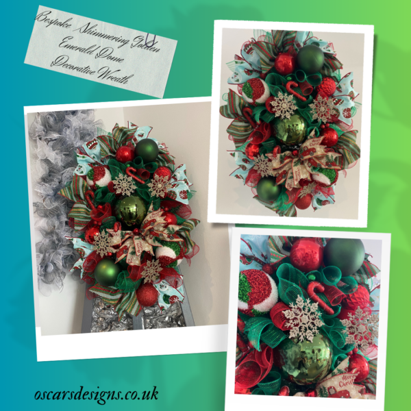 Bespoke Shimmering Emerald Domed Delight Decorative Wreath - Image 6