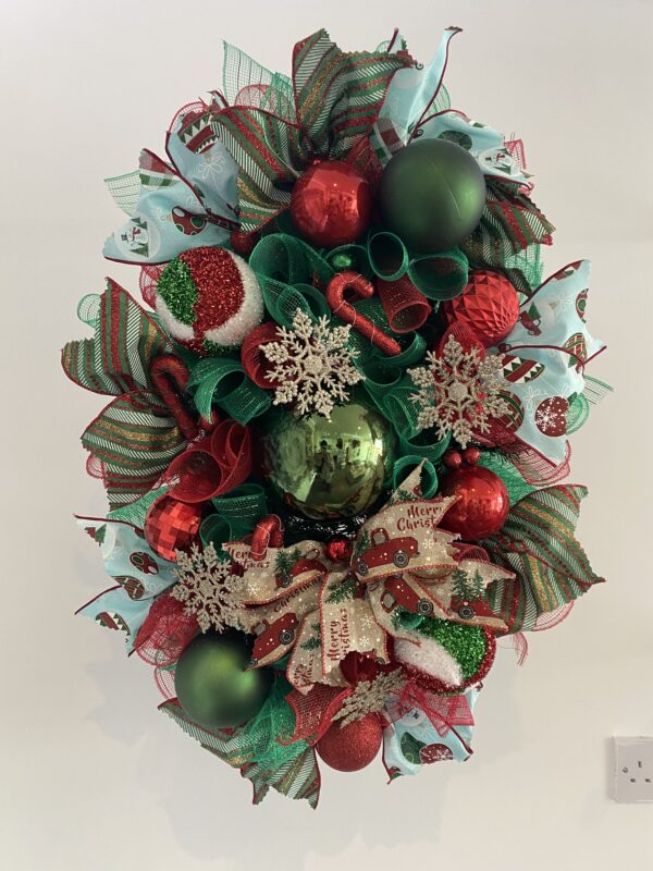 Bespoke Shimmering Emerald Domed Delight Decorative Wreath - Image 5