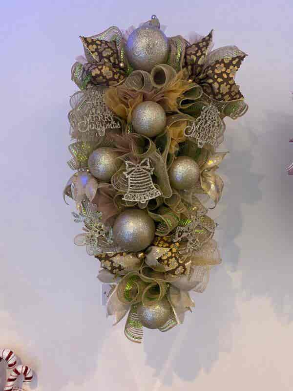 Bespoke Golden Dreams Of Christmas Decorative Teardrop Swag Wreath - Image 4