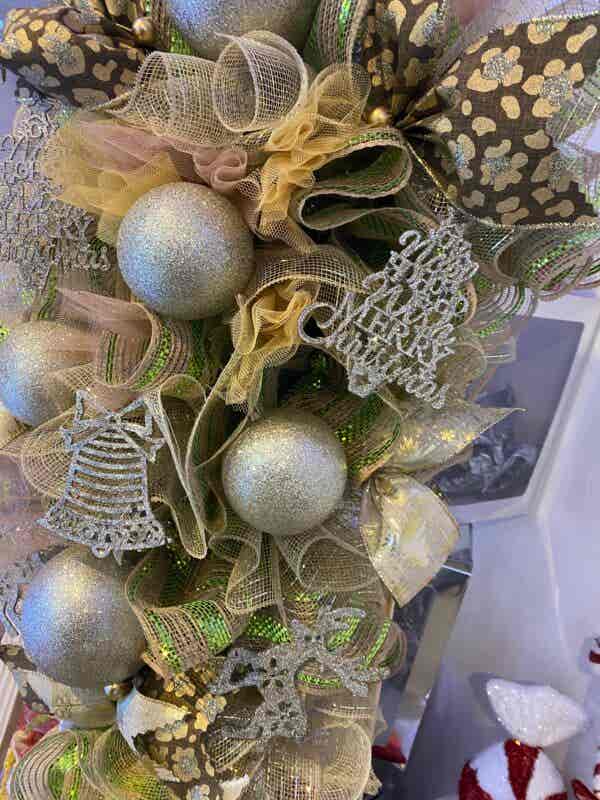 Bespoke Golden Dreams Of Christmas Decorative Teardrop Swag Wreath - Image 2
