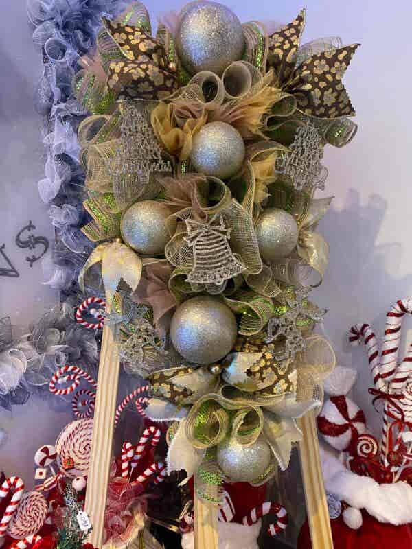 Bespoke Golden Dreams Of Christmas Decorative Teardrop Swag Wreath