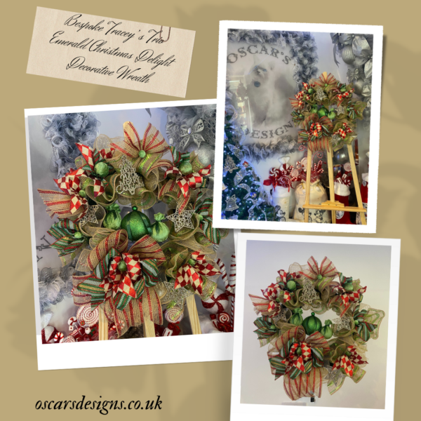 Bespoke Tracey's Trio Emerald Christmas Delight Decorative Wreath - Image 8