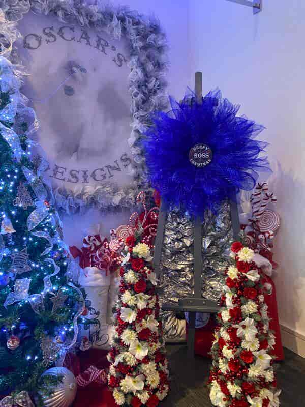 Bespoke Ross's Blue Tartan Memorial Floral Decorative Wreath - Image 2