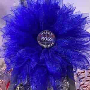 Bespoke Ross's Blue Tartan Memorial Floral Decorative Wreath