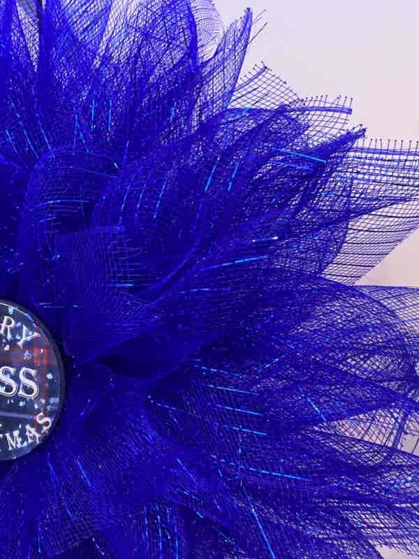 Bespoke Ross's Blue Tartan Memorial Floral Decorative Wreath - Image 7