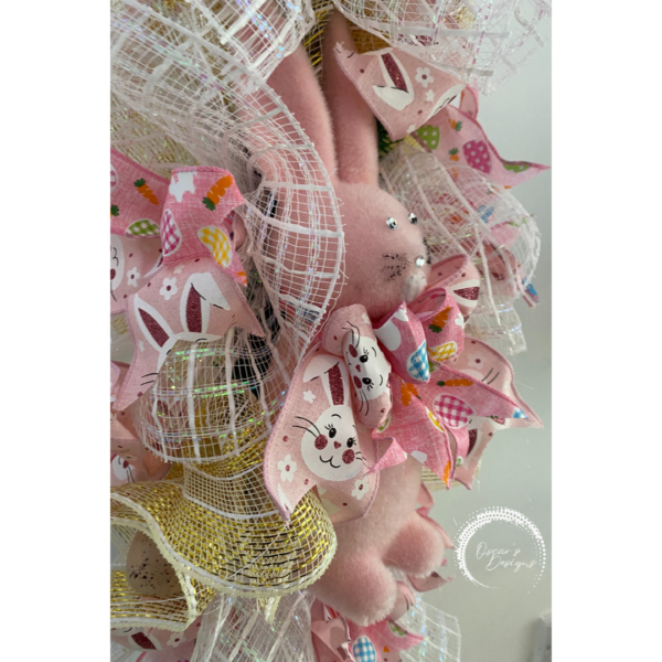 Bespoke Easter Bunny Soft Pink Dreams Decorative Wreath - Image 4