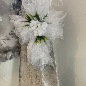 Bespoke White With Silver Threading Floral Delight Cross Decorative Wreath