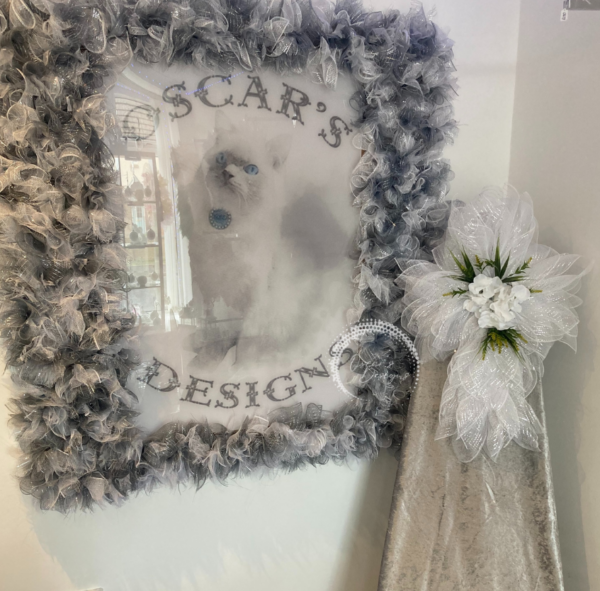 Bespoke White With Silver Threading Floral Delight Cross Decorative Wreath - Image 5
